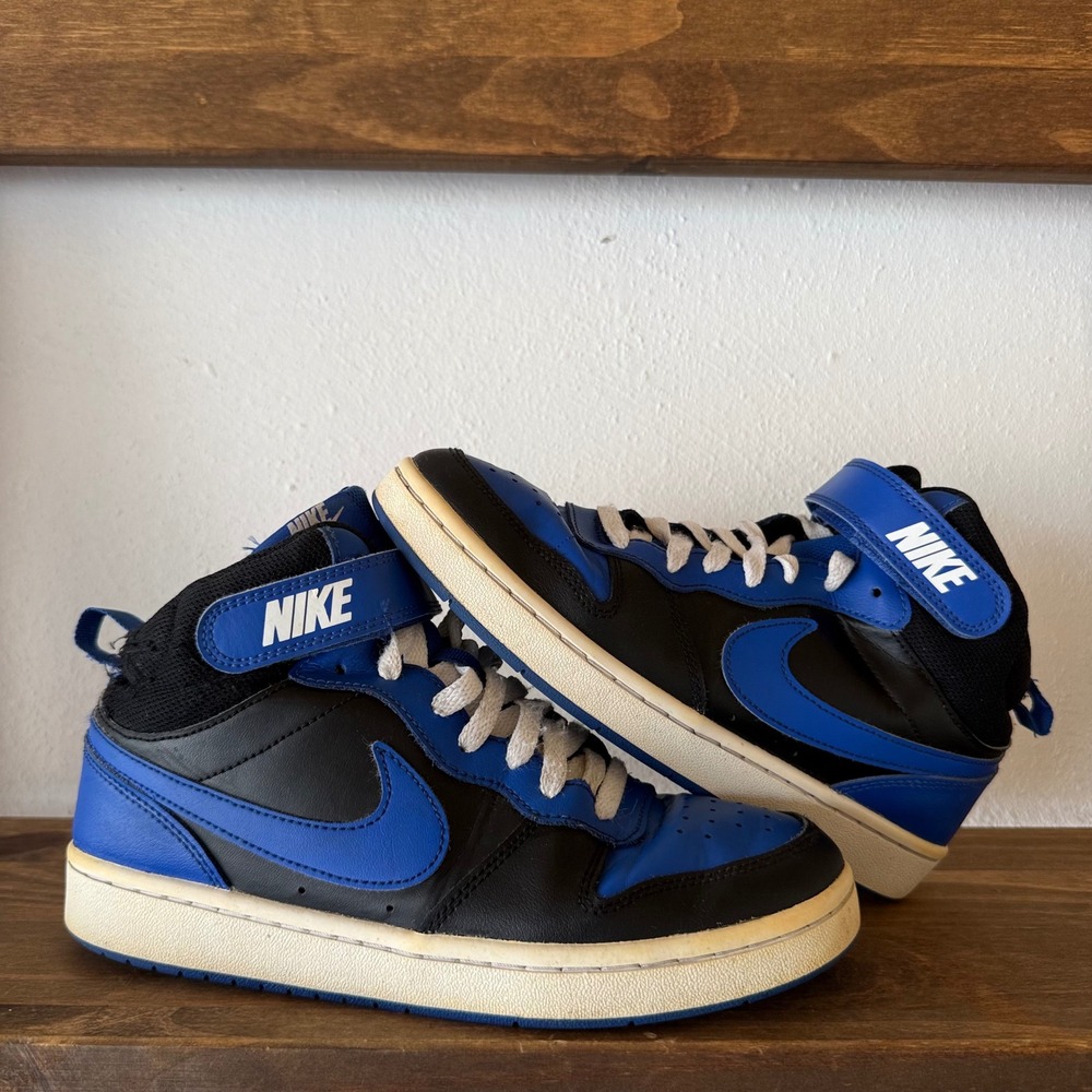 Nike Court Borough Mid 2 Size 6.5Y Black Game Royal Blue Sneakers DM8872-001